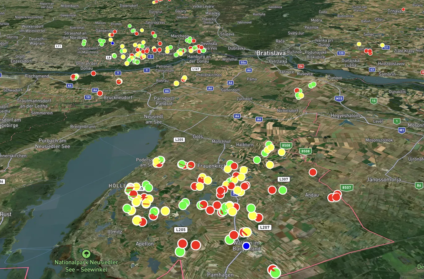Agro Glance - field operations map across Central Europe