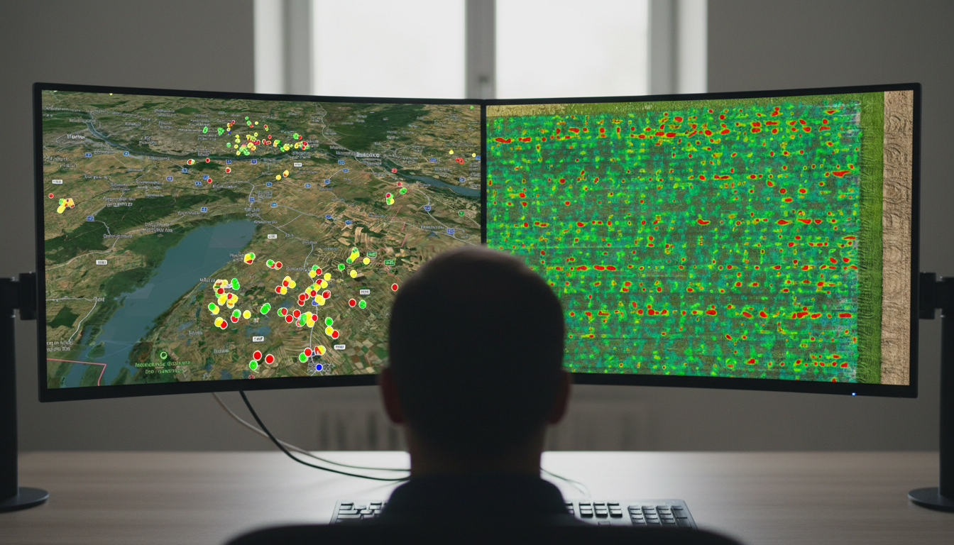 Field monitoring from office - GPS map overview